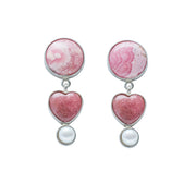 Aretes Bajo el Velo Rosa, joya de plata .925, con rodocosita y perla – Gabriela Sánchez