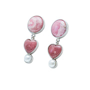 Aretes Bajo el Velo Rosa, joya de plata .925, con rodocosita y perla – Gabriela Sánchez (vista 5)
