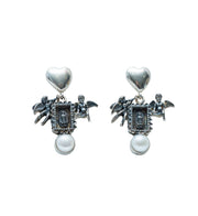 Aretes Bendición y Querubines, joya de plata .925, con perla – Gabriela Sánchez