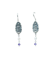 Aretes Manto de amor, joya de plata .925, con amatista y perla – Gabriela Sánchez