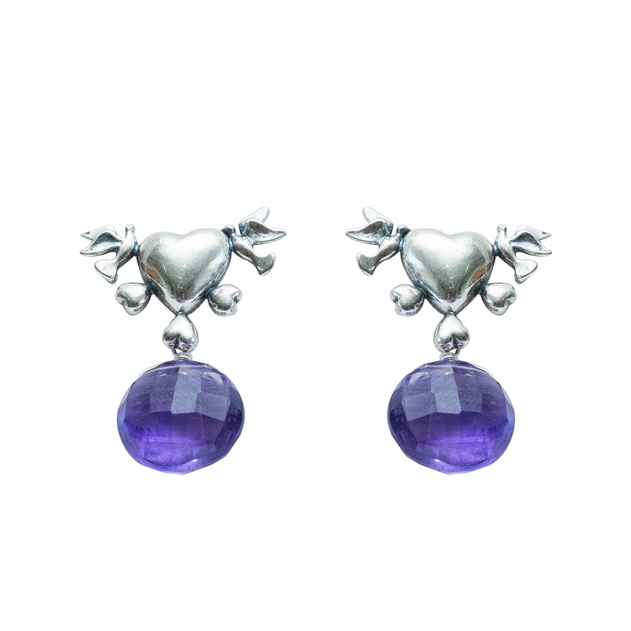 Aretes El Primer Latido, joya de plata .925, con amatista – Gabriela Sánchez