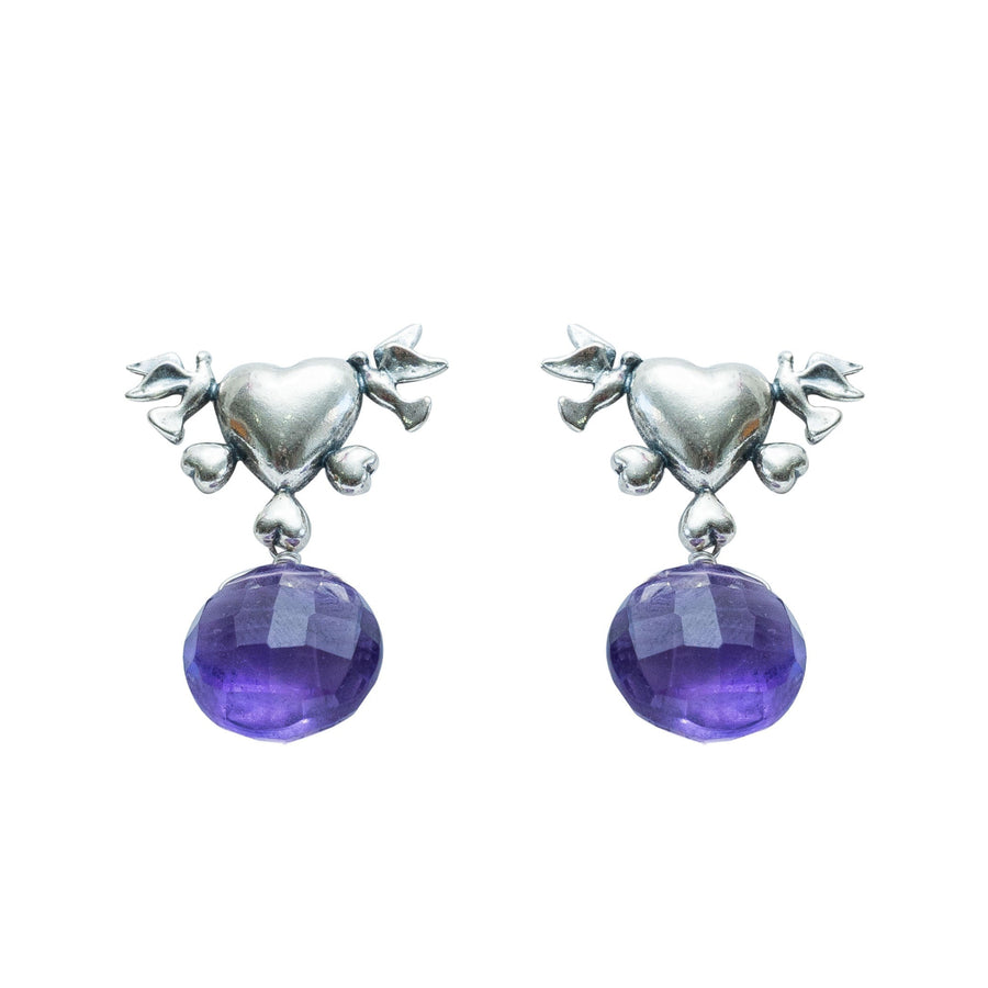 Aretes El Primer Latido, joya de plata .925, con amatista – Gabriela Sánchez
