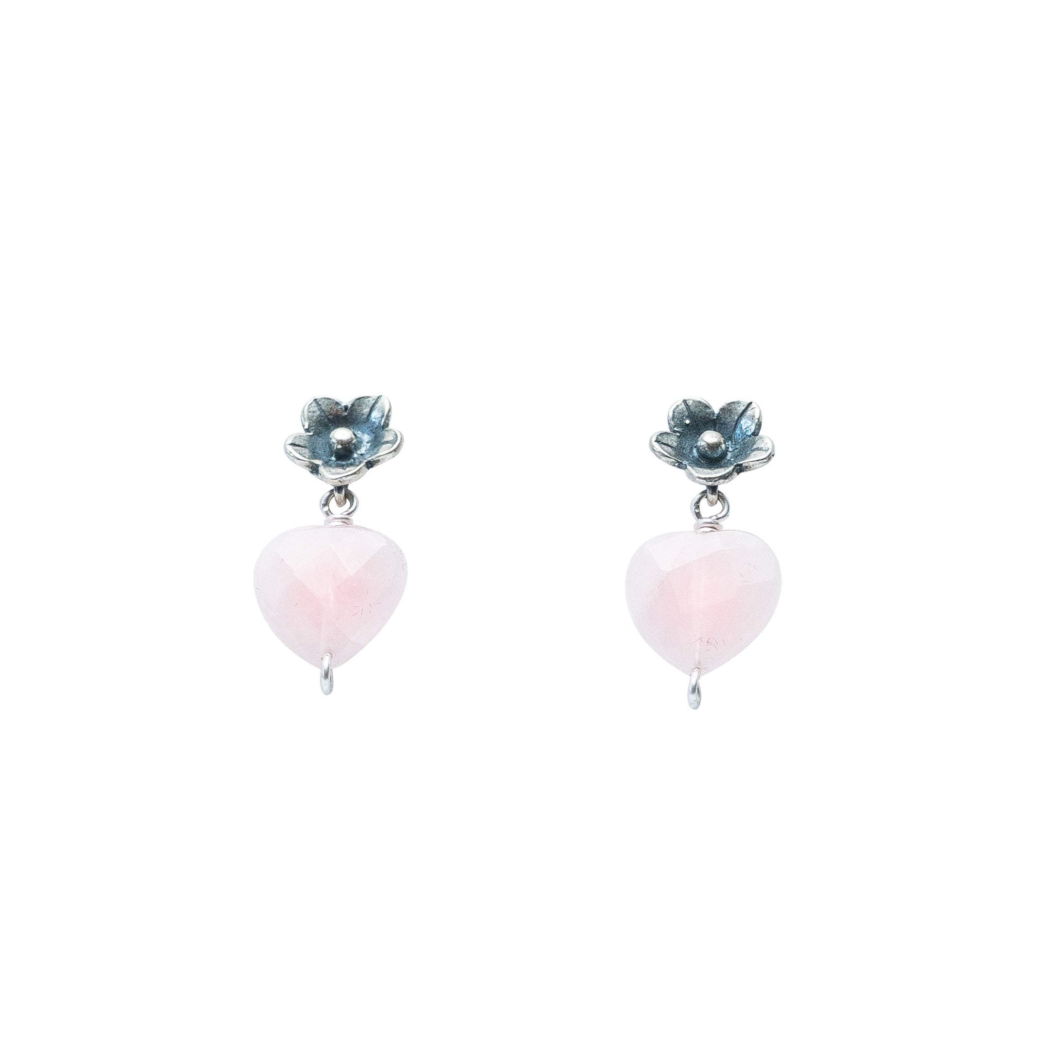 Aretes Mi lugar Seguro, joya de plata .925, con cuarzo rosa – Gabriela Sánchez