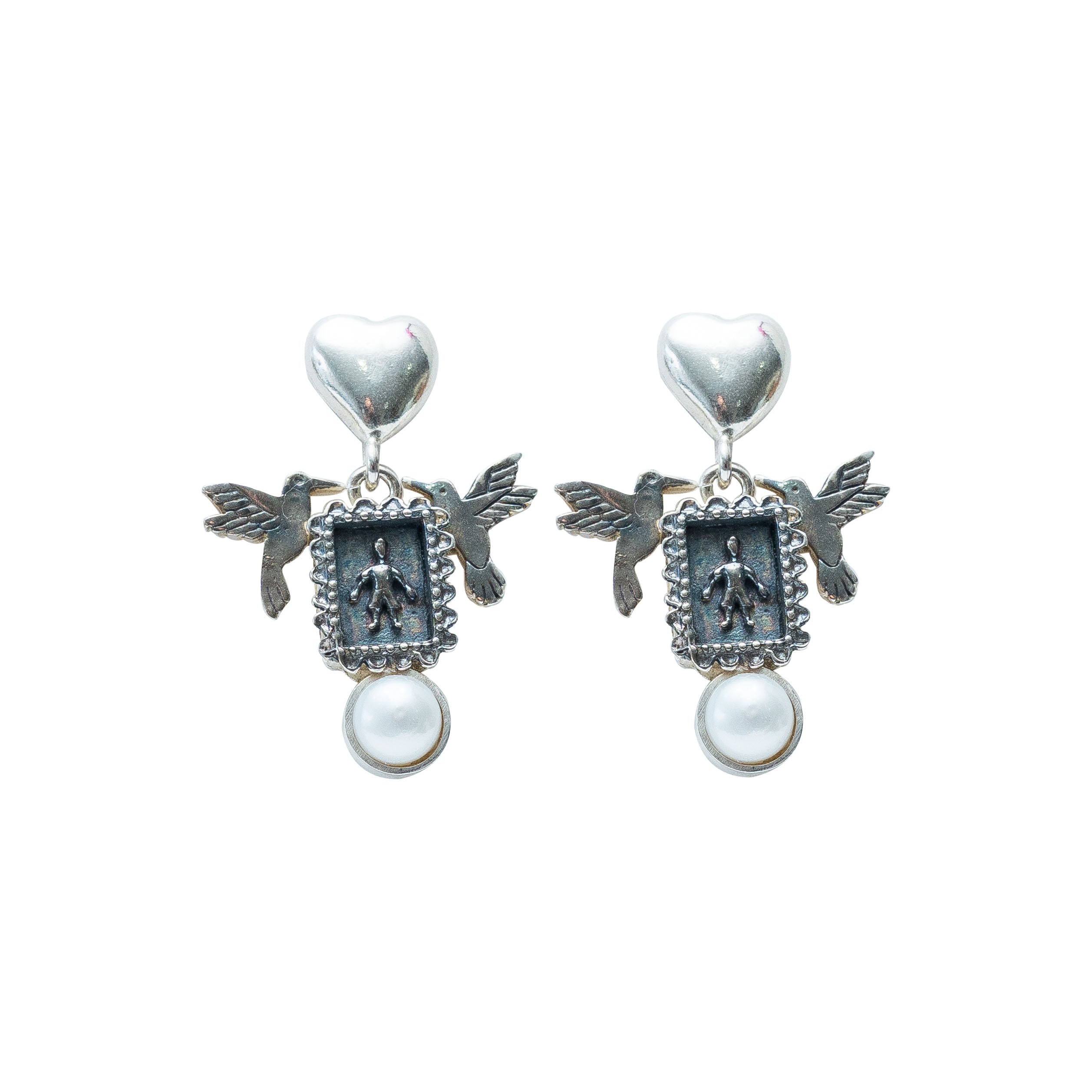 Aretes Alas de Ternura, joya de plata .925, con perla – Gabriela Sánchez