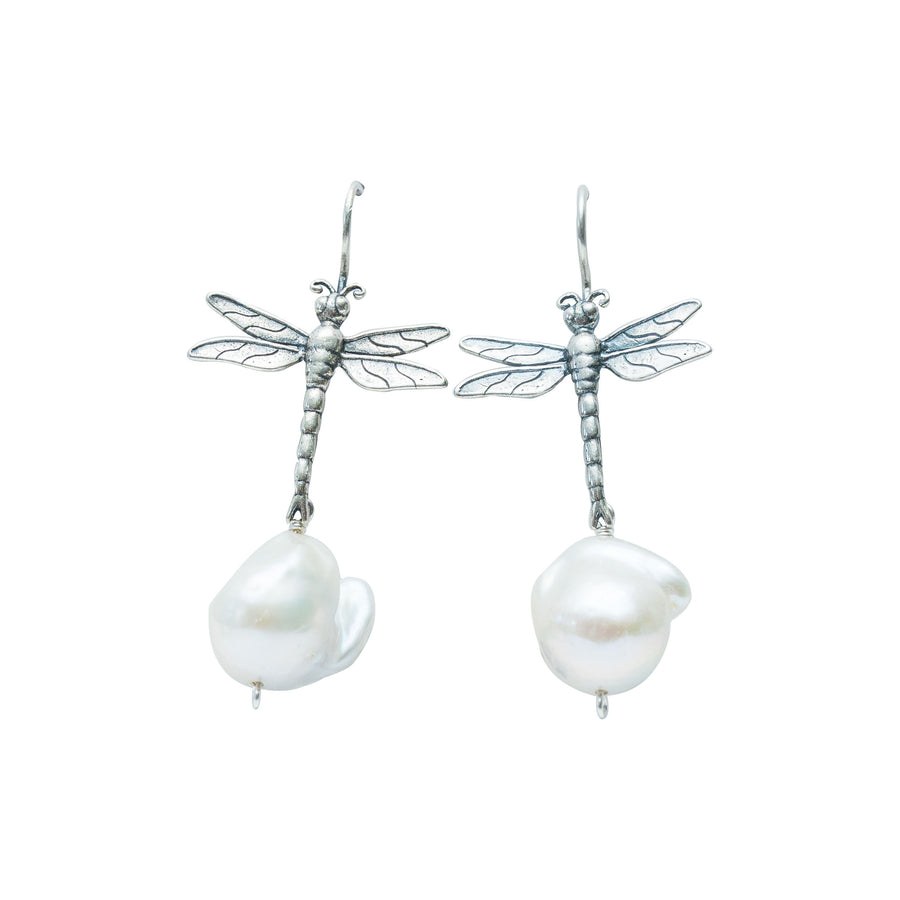 Aretes Vuelos de Cariño, joya de plata .925, con perla – Gabriela Sánchez