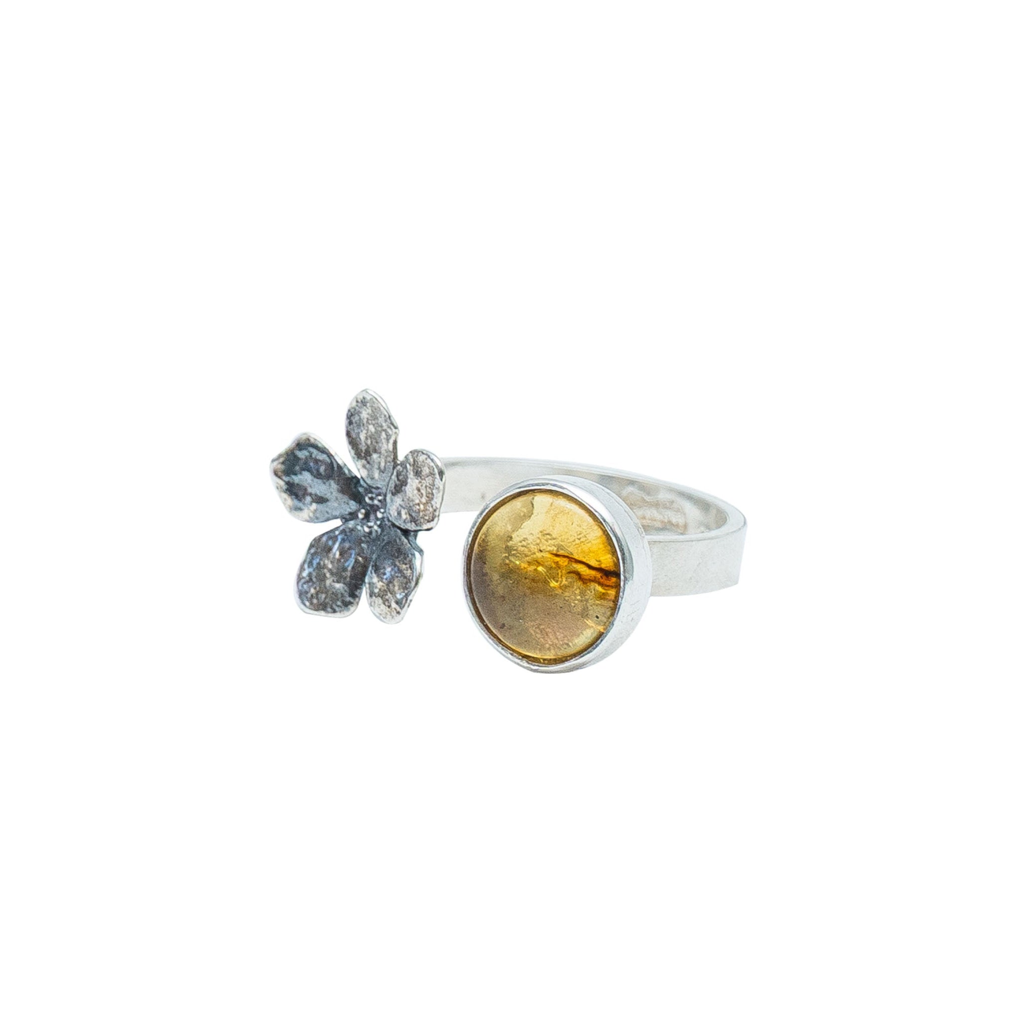 Anillo Jardín de mi Abuela, joya de plata .925, con ámbar – Gabriela Sánchez (vista 2)