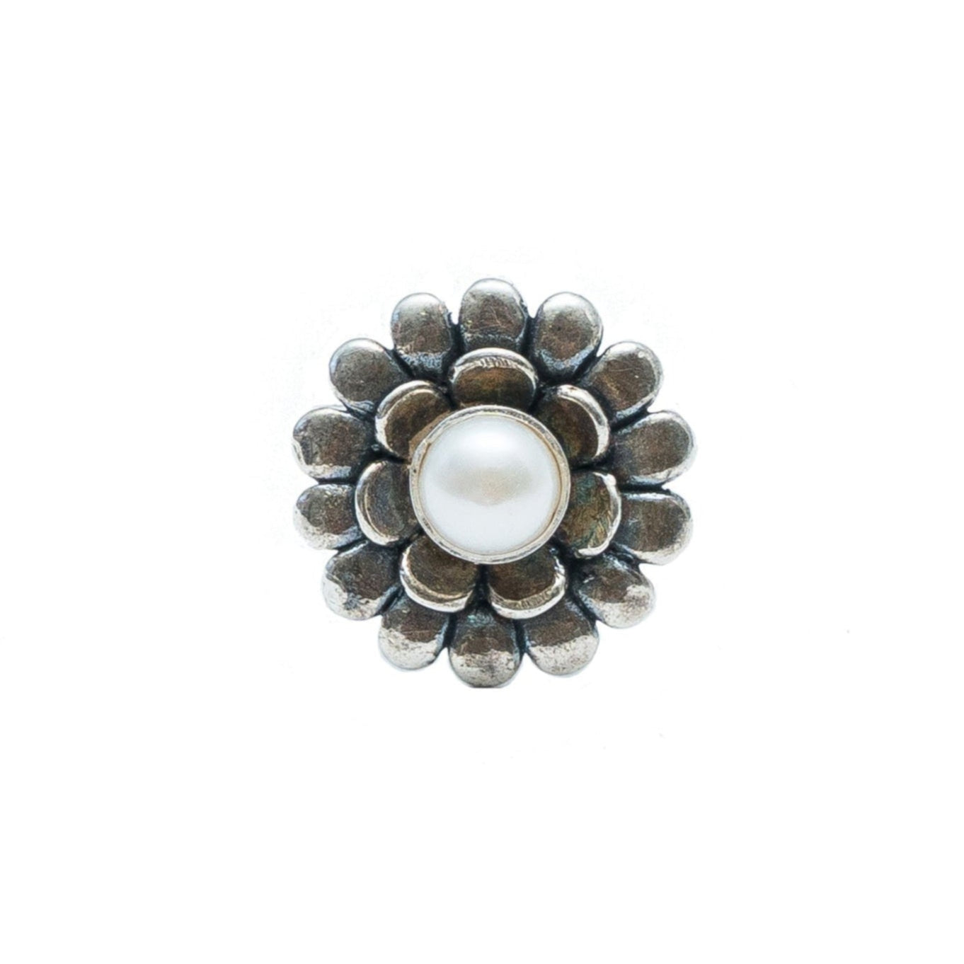 Anillo Girasol de Ensueño, joya de plata .925, con perla – Gabriela Sánchez