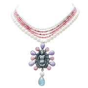 Collar Nueva Vida, joya de plata .925, con rodocosita y perla – Gabriela Sánchez (vista 2)