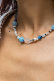 Collar Amor Infinito Azul, joya de plata .925, con aquamarina y fluorita – Gabriela Sánchez