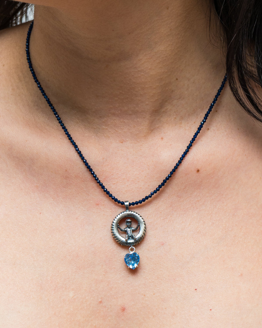 Collar Mi Cielo Azul, joya de plata .925, con lapislázuli y cristal Swarovski – Gabriela Sánchez (vista 2)