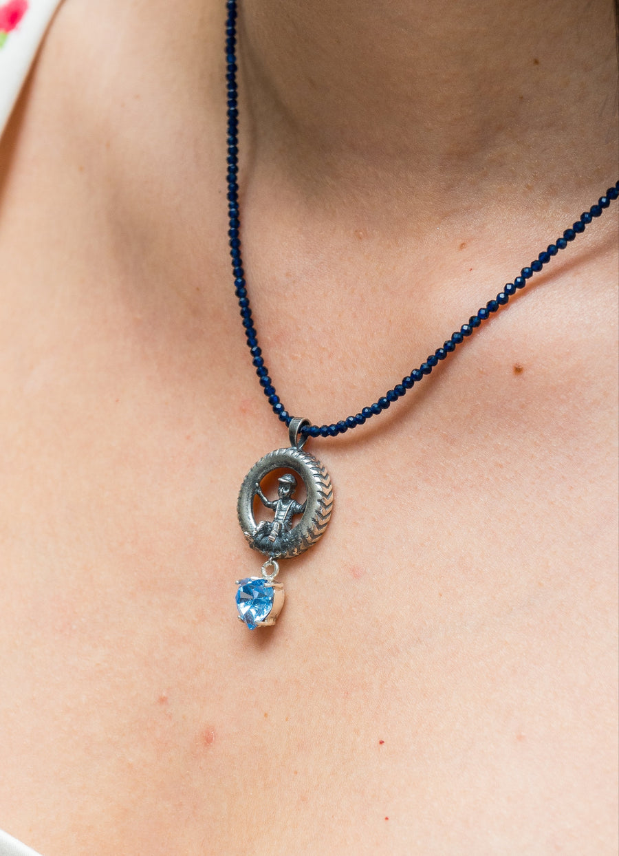 Collar Mi Cielo Azul, joya de plata .925, con lapislázuli y cristal Swarovski – Gabriela Sánchez (vista 3)