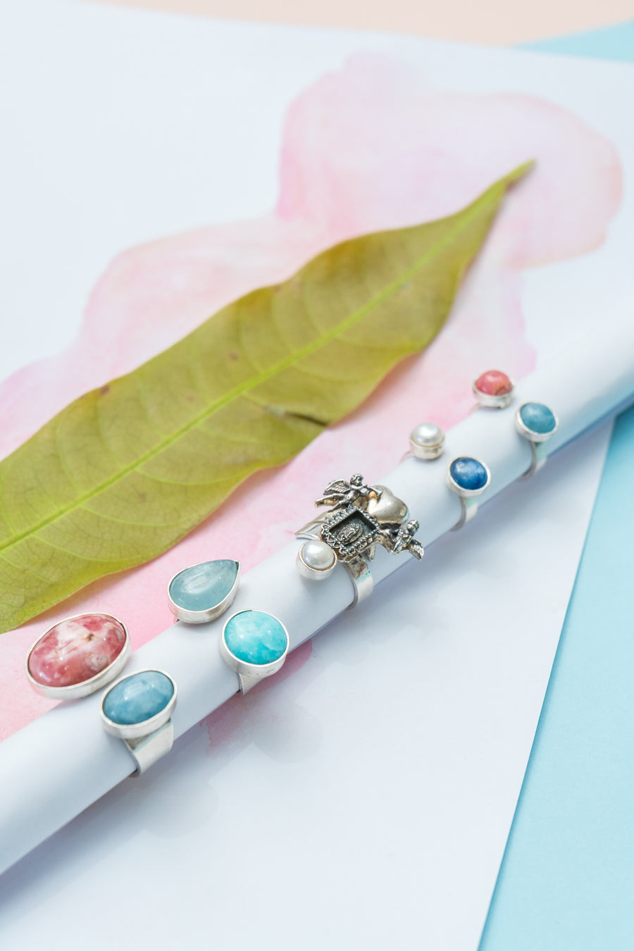 Anillo Brillo Maternal, joya de plata .925, con ópalo y aquamarina – Gabriela Sánchez (vista 7)