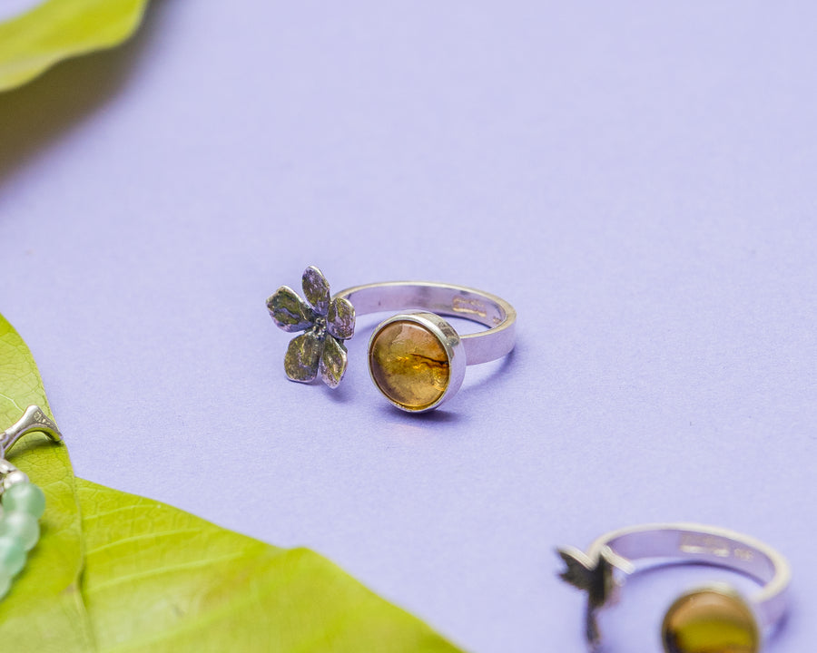 Anillo Jardín de mi Abuela, joya de plata .925, con ámbar – Gabriela Sánchez (vista 7)