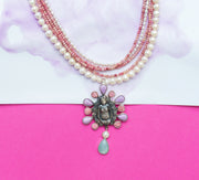 Collar Nueva Vida, joya de plata .925, con rodocosita y perla – Gabriela Sánchez (vista 5)