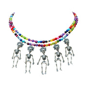 Collar La huesuda, La Parca, la Flaca, La Fría y La Calaca, joya de plata .925, con turquesa – Gabriela Sánchez