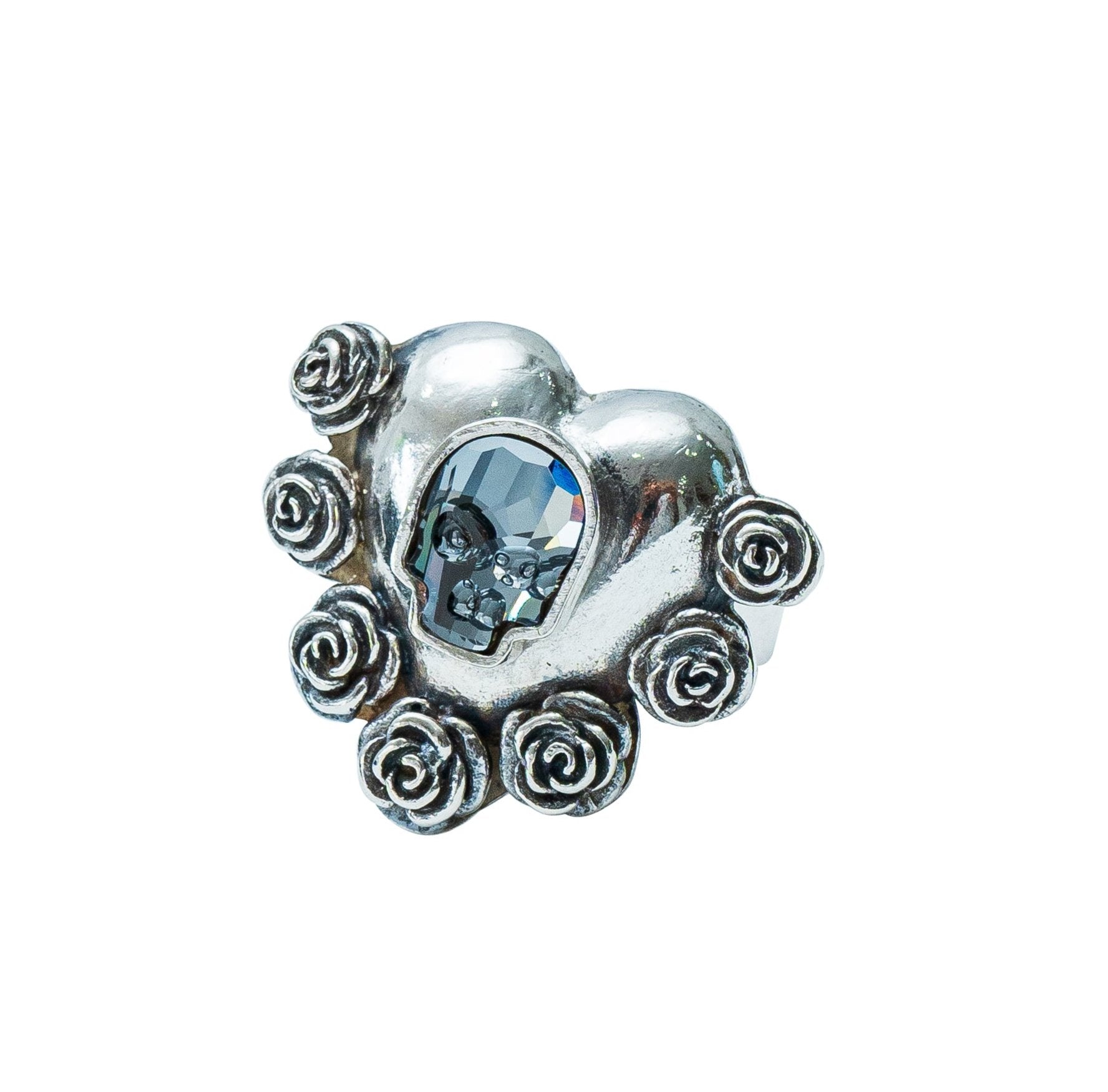 Anillo Calavera y Corazones, joya de plata .925, con cristal Swarovski – Gabriela Sánchez