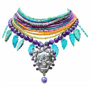 Collar Alas de Turquesa, joya de plata .925, con amatista – Gabriela Sánchez
