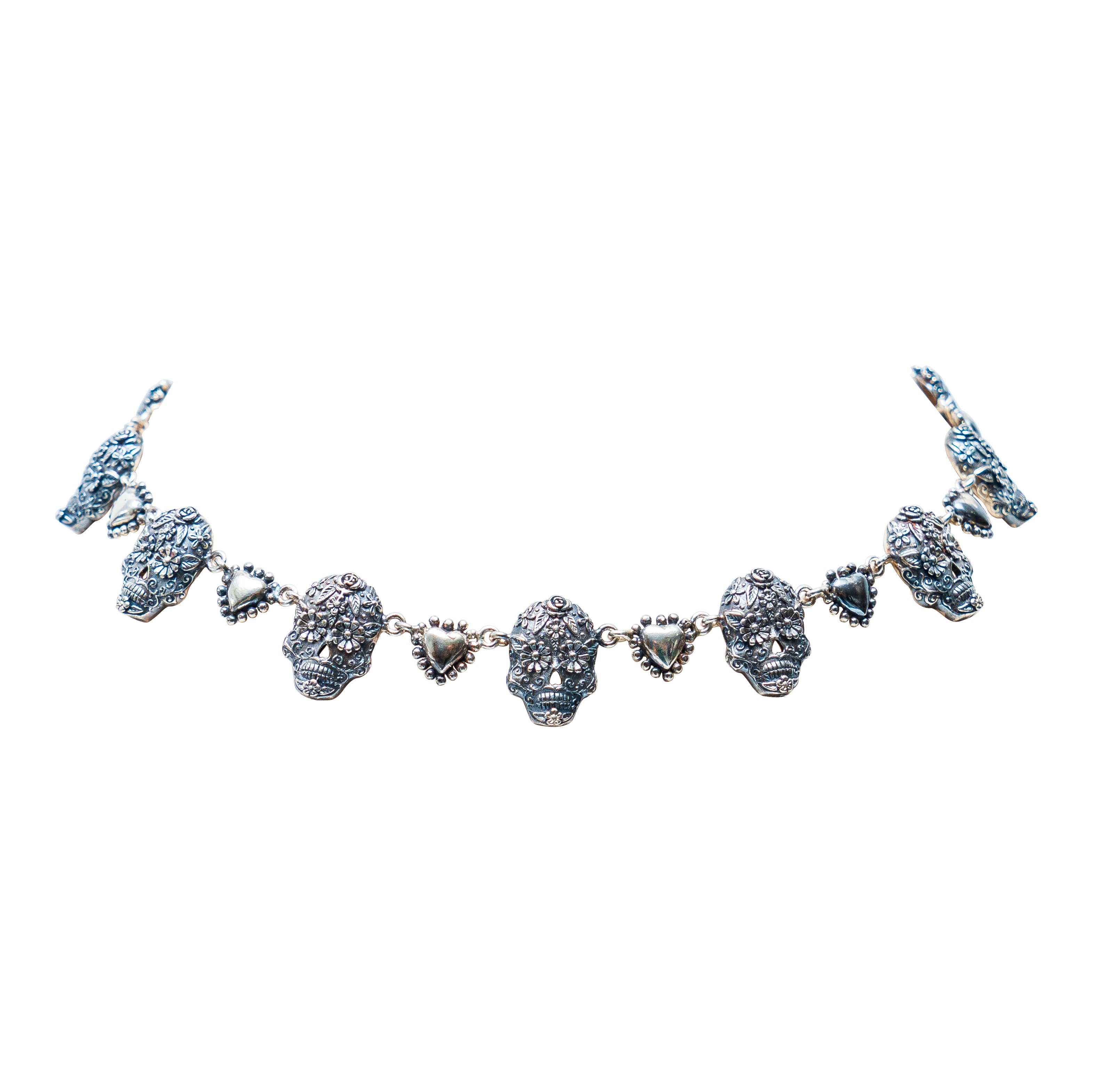 Gargantilla Calaca Corazón, joya de plata .925 – Gabriela Sánchez