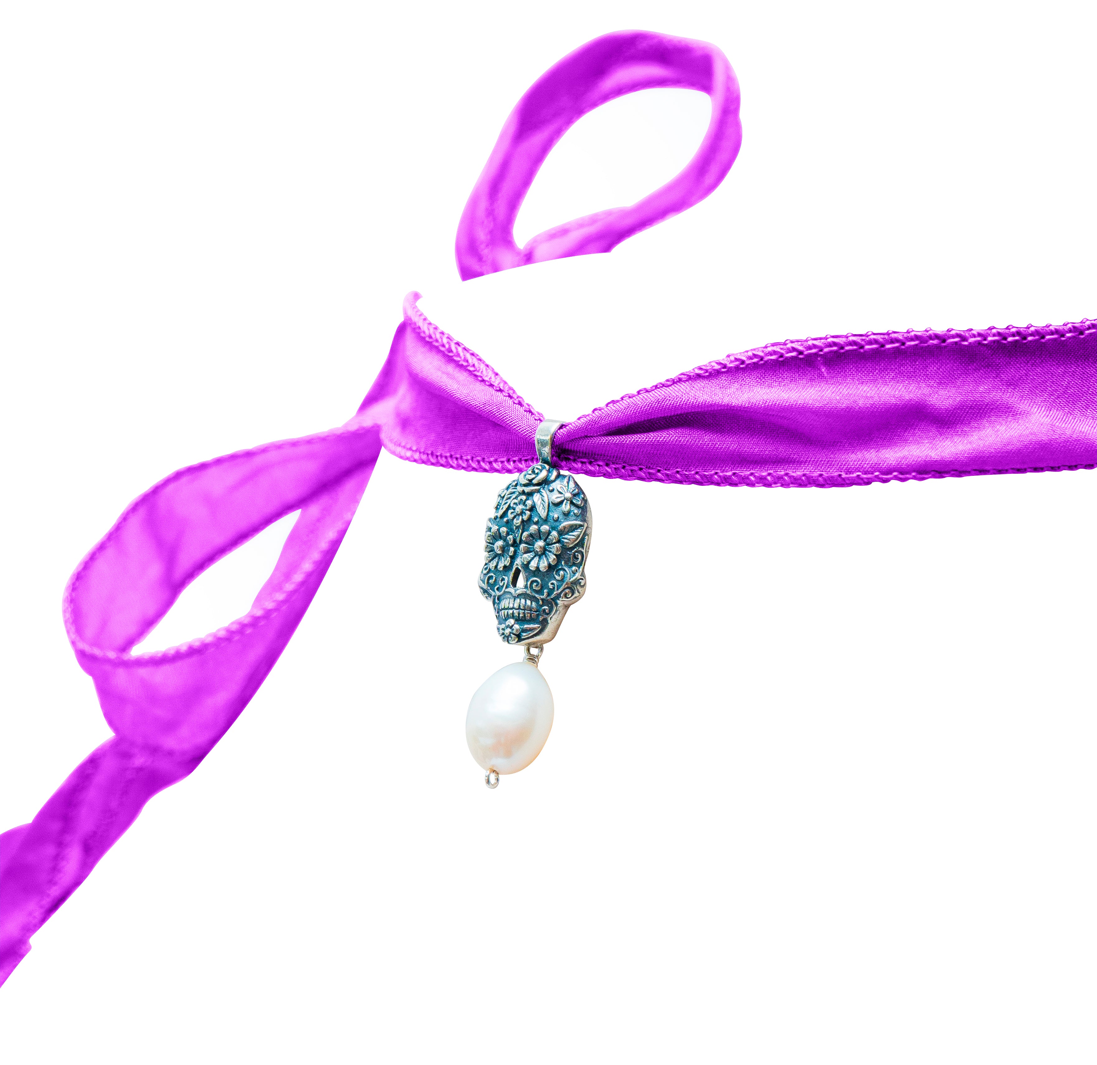 Gargantilla Calavera Perla, joya de plata .925 – Gabriela Sánchez