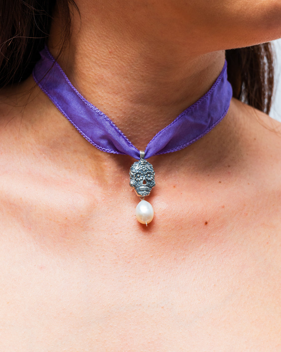 Gargantilla Calavera Perla, joya de plata .925 – Gabriela Sánchez (vista 2)