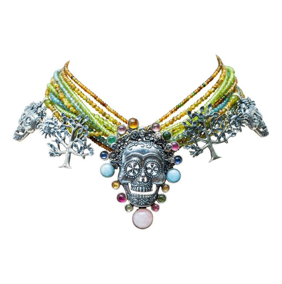 Collar Recuerdos de Vida, joya de plata .925, con turmalina y peridot – Gabriela Sánchez