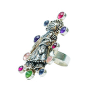 Anillo Abrazo de Mamá, joya de plata .925, con granate y gemas de colores – Gabriela Sánchez (vista 5)