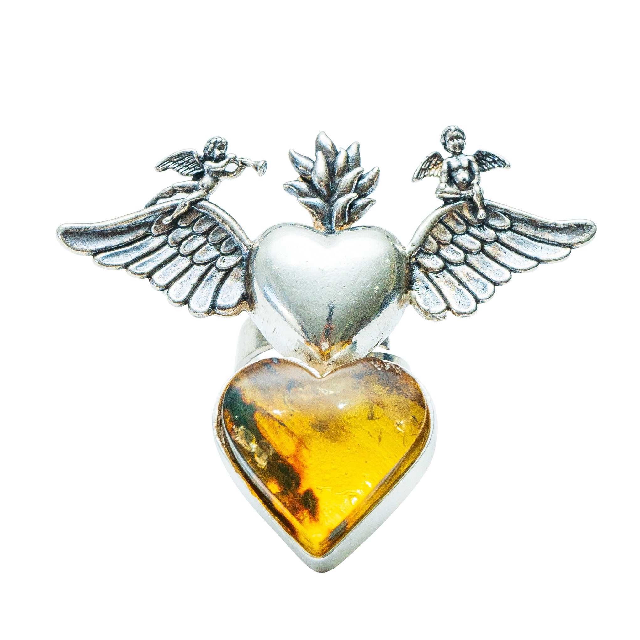 Anillo Corazón con Alas Ámbar, joya de plata .925 – Gabriela Sánchez