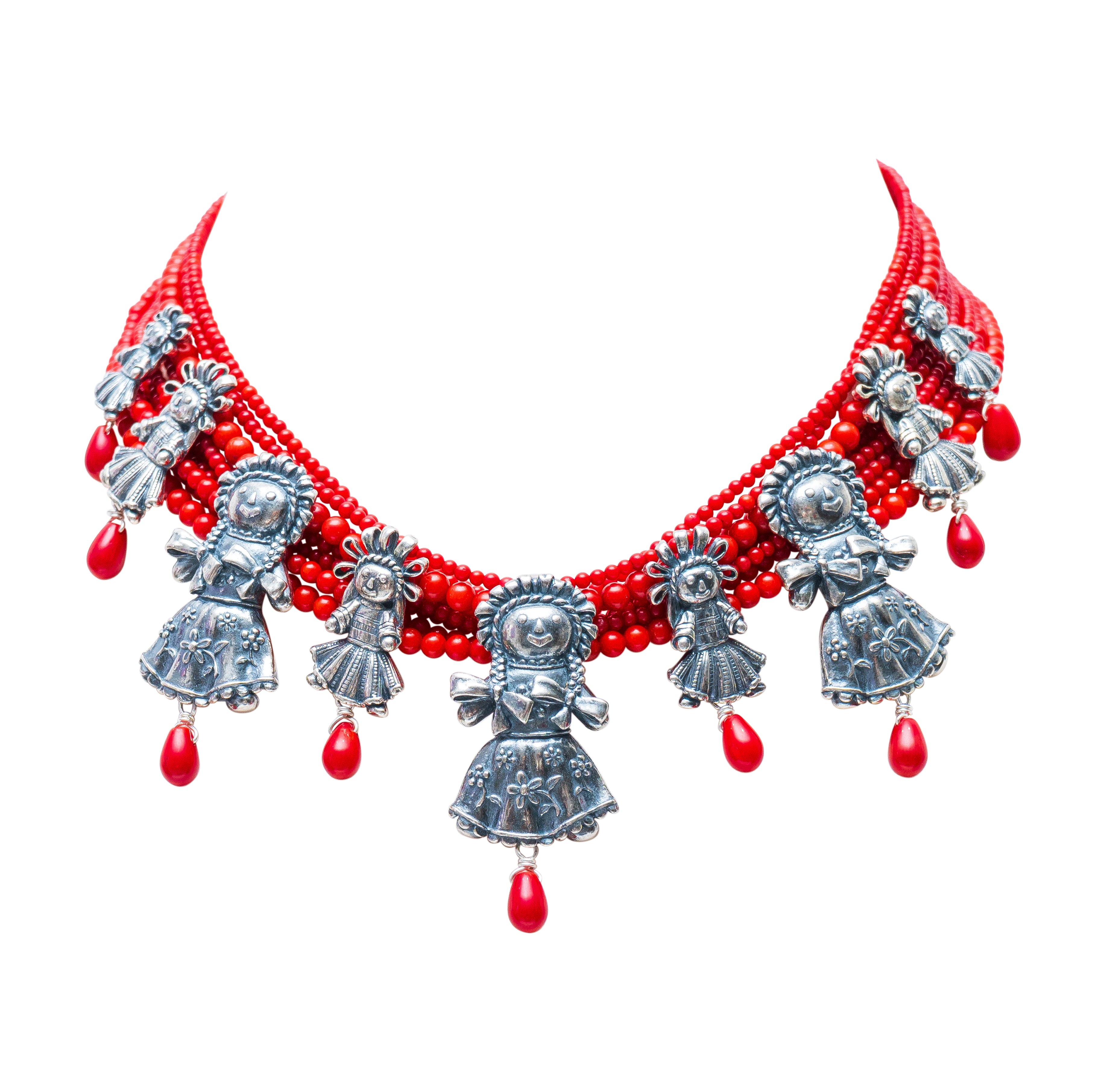 Collar La Cereza del Pastel, joya de plata .925, con coral – Gabriela Sánchez