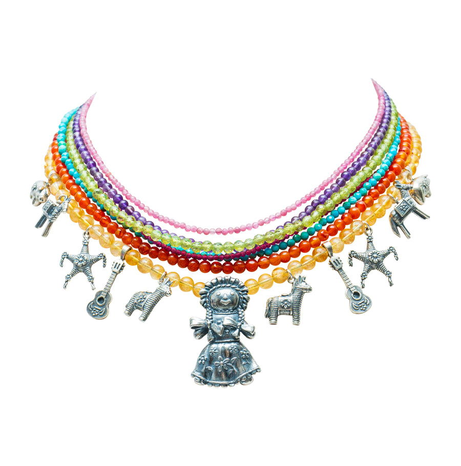 Collar Fiesta, joya de plata .925, con turmalina y citrina – Gabriela Sánchez