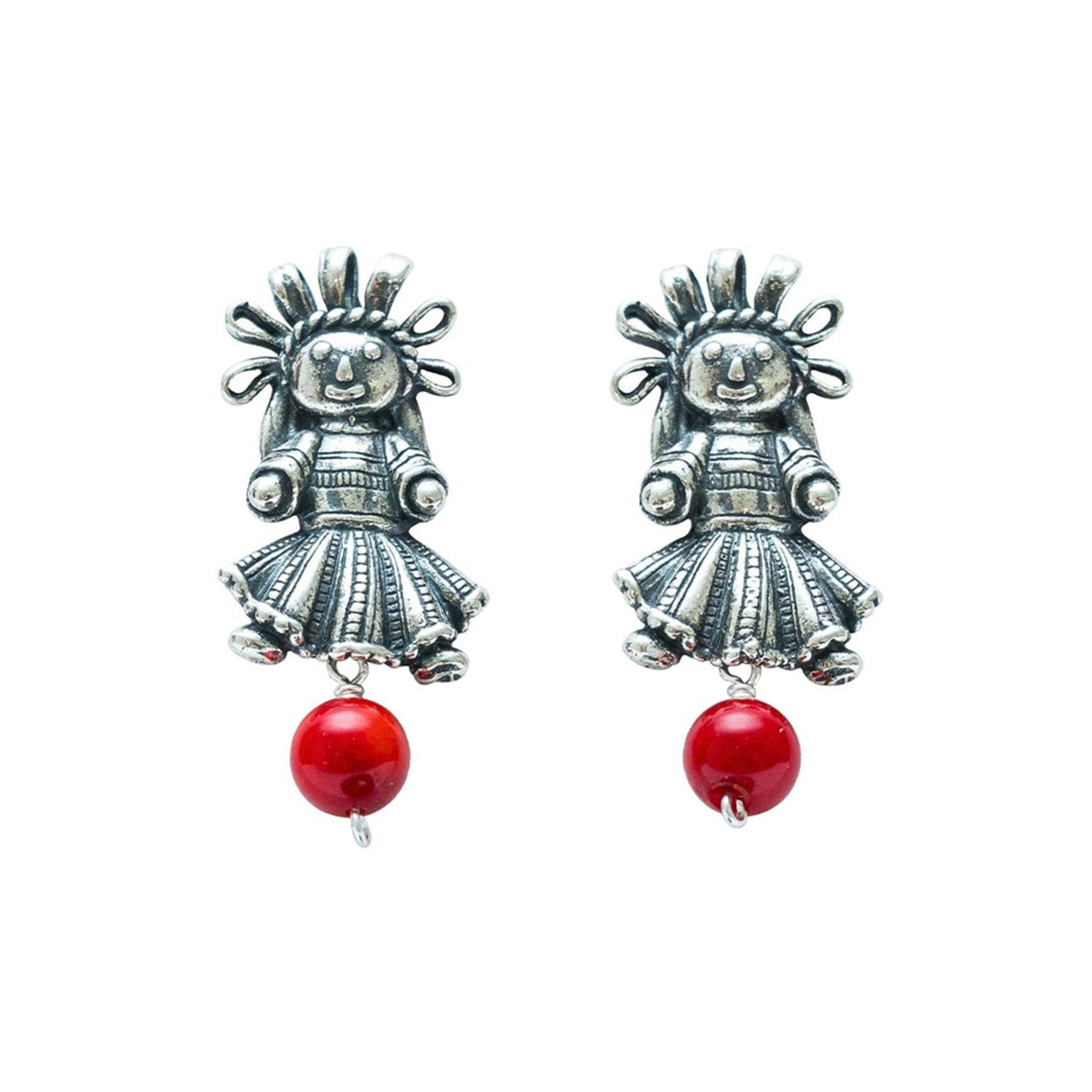 Aretes Muñeca Mediana Coral, joya de plata .925 – Gabriela Sánchez