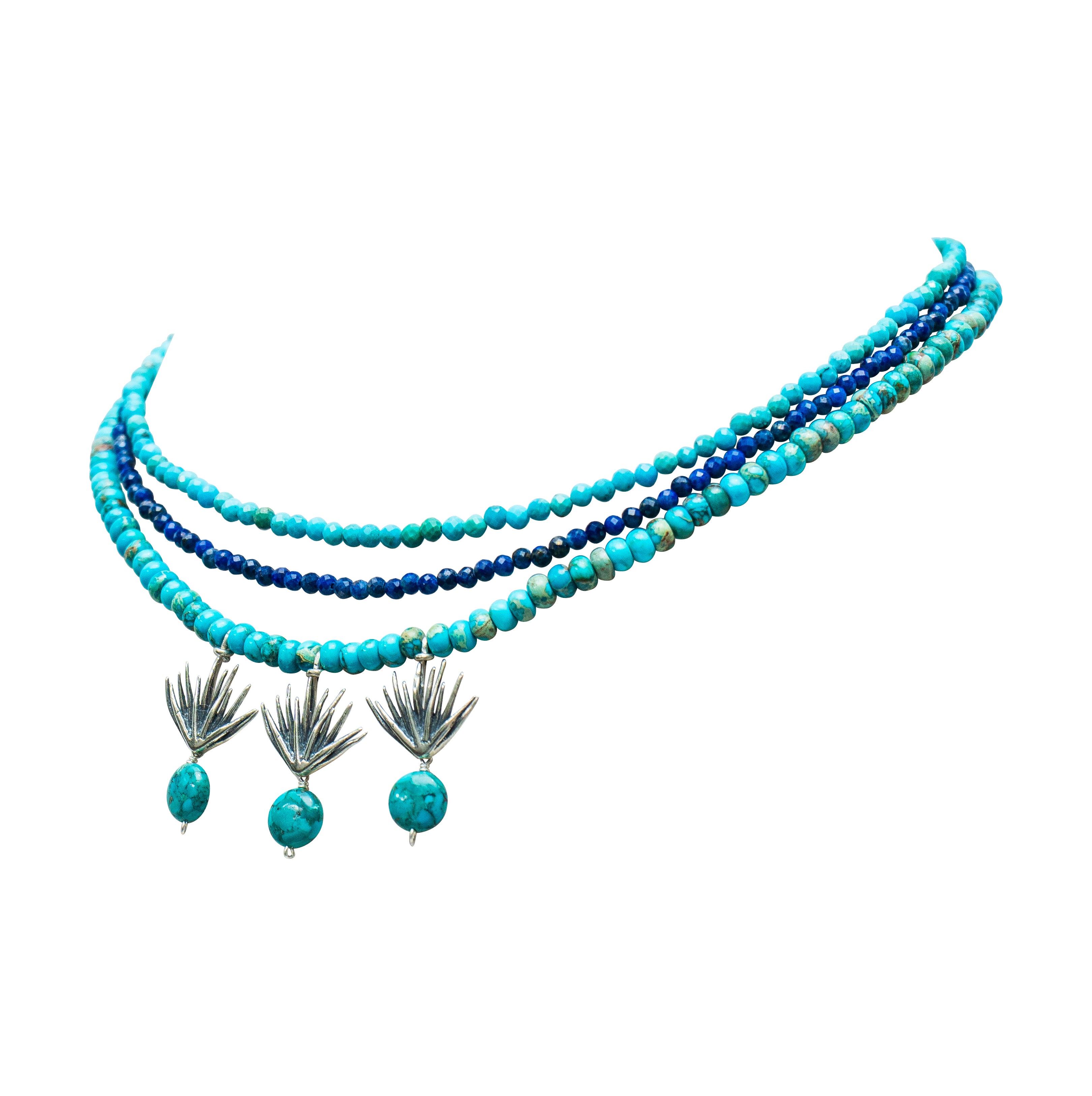 Collar Destilado de Agave, joya de plata .925, con turquesa y lapislázuli – Gabriela Sánchez (vista 2)