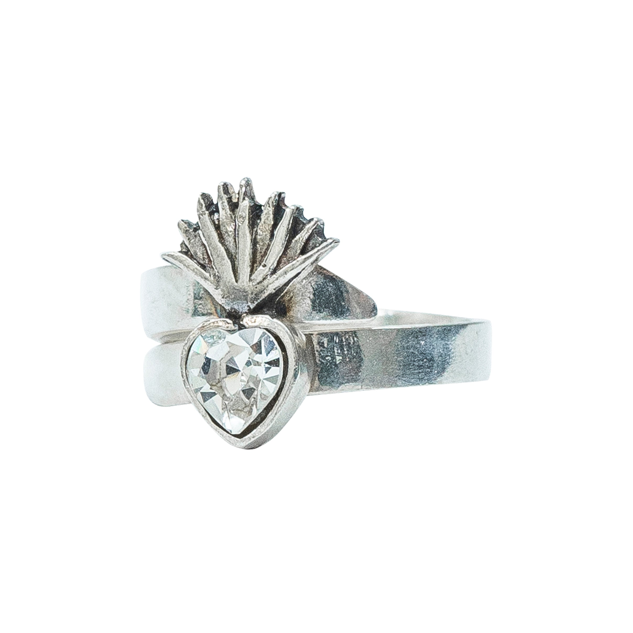 Anillo Agavito Blanco, joya de plata .925, con cristal Swarovski – Gabriela Sánchez