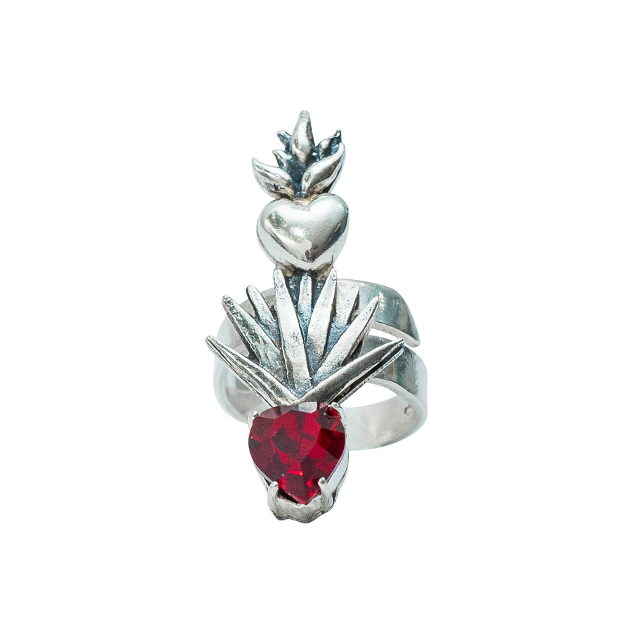 Anillo Tierra Roja, joya de plata .925, con cristal Swarovski – Gabriela Sánchez (vista 2)