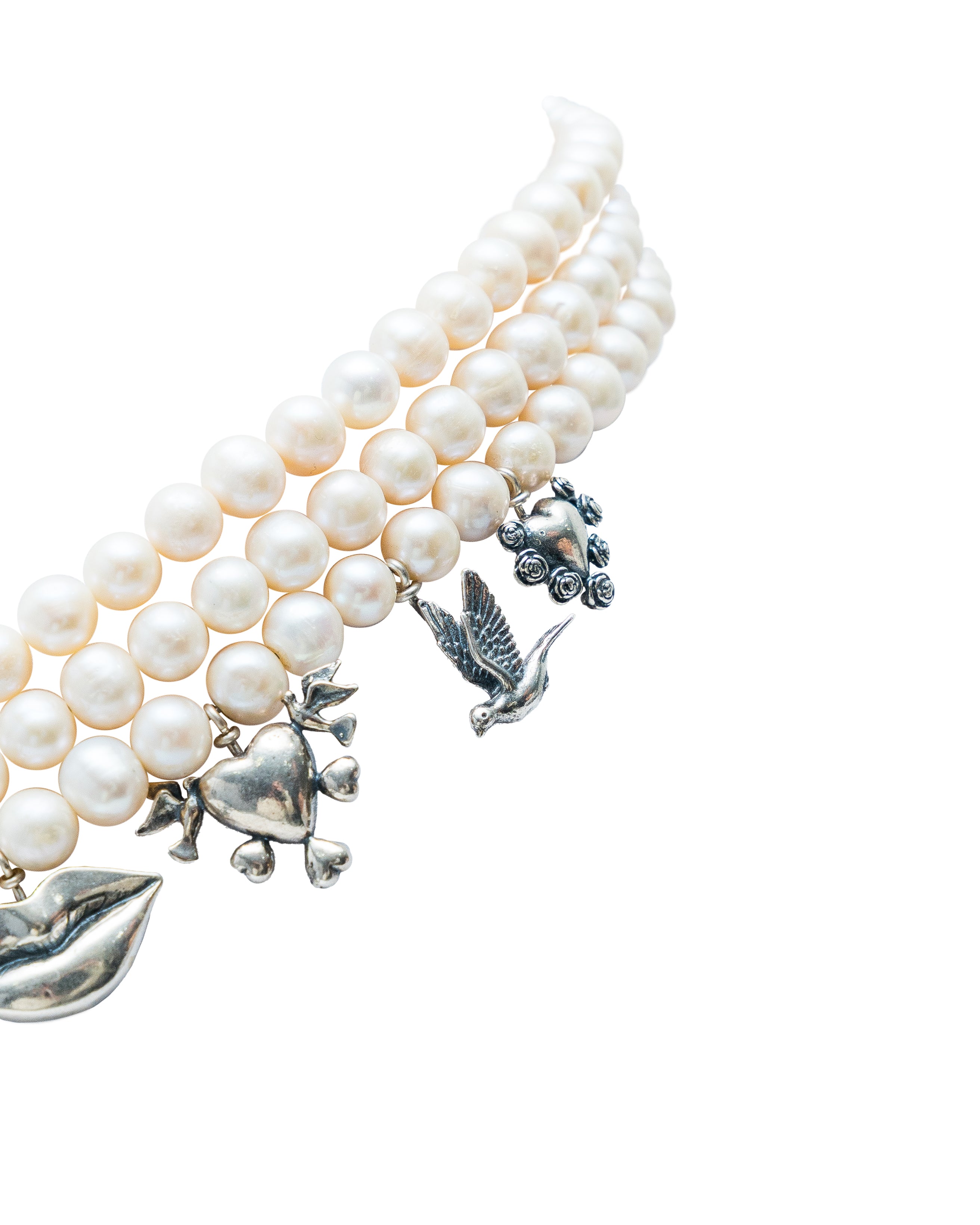 Collar Devoción del Corazón, joya de plata .925, con perla – Gabriela Sánchez (vista 2)