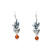 Aretes Corazón de Fuego, joya de plata .925, con cornalina – Gabriela Sánchez (vista 2)