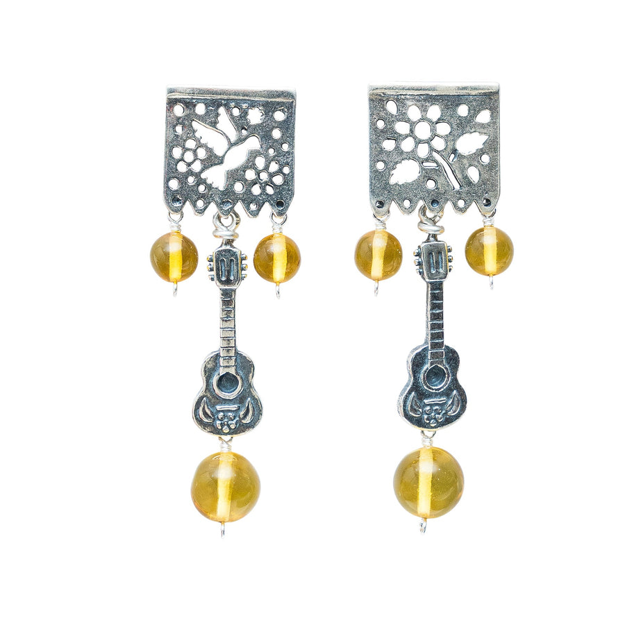 Aretes Dulce Serenata, joya de plata .925, con ámbar – Gabriela Sánchez