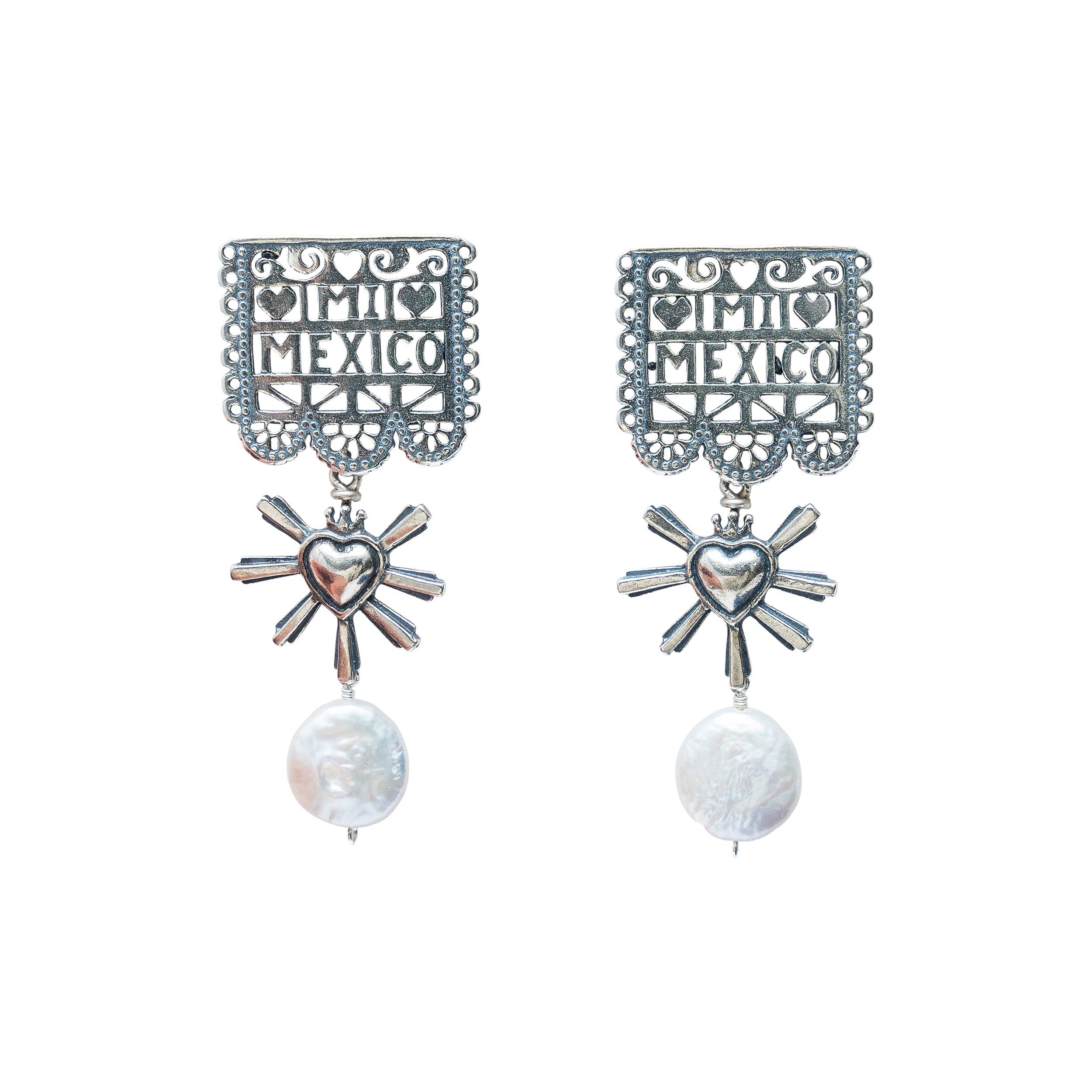 Aretes Mi México Querido, joya de plata .925, con perla – Gabriela Sánchez