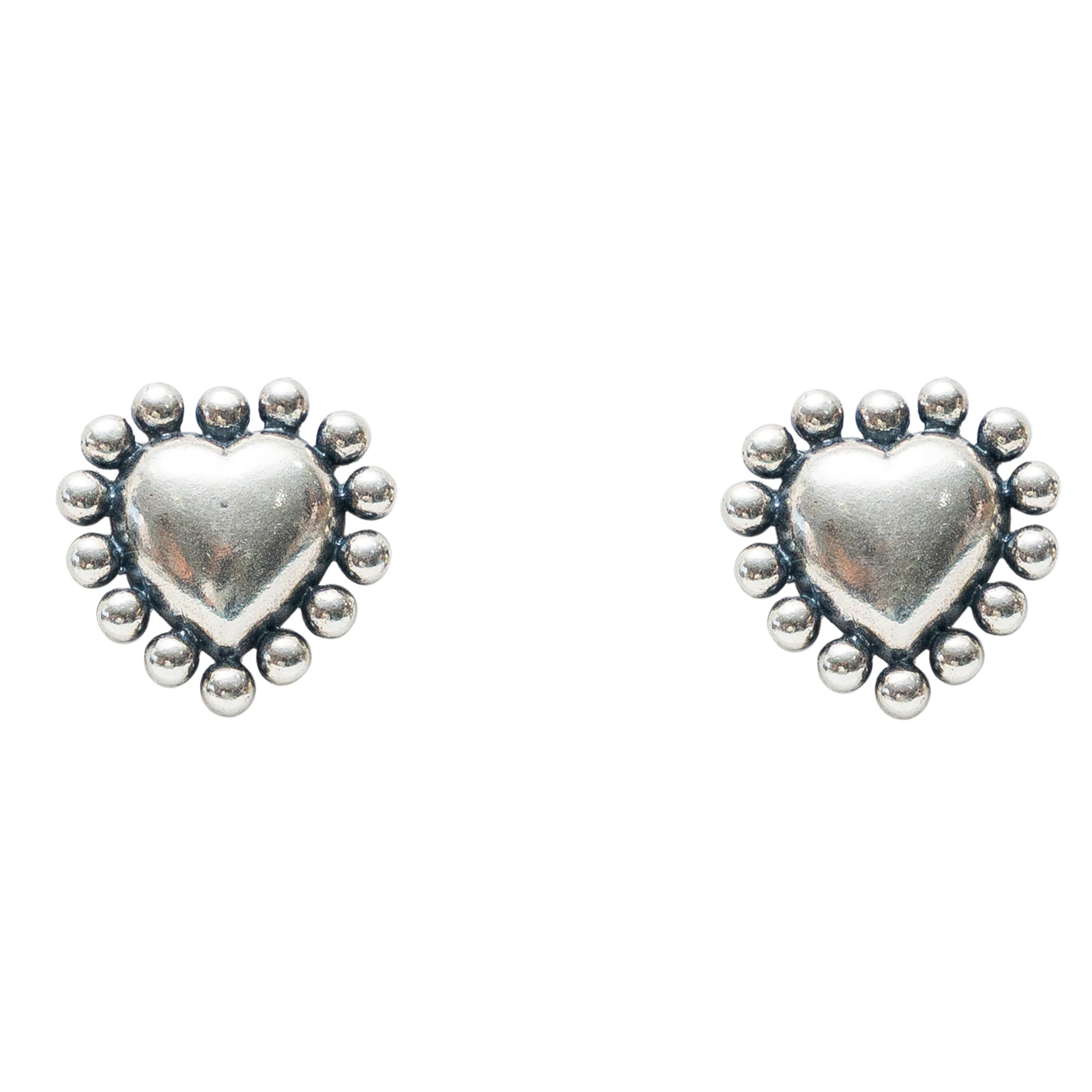Aretes Corazón con Puntos Mediano, joya de plata .925 – Gabriela Sánchez