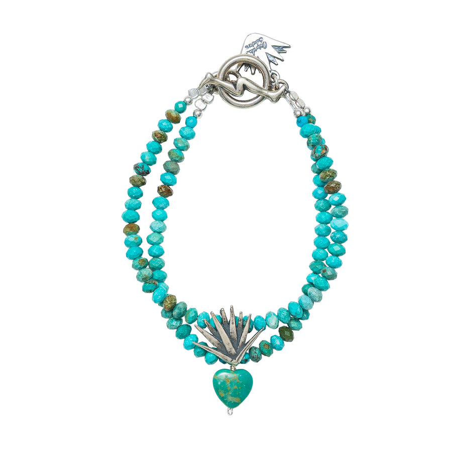 Pulsera Agave de la Suerte, joya de plata .925, con turquesa – Gabriela Sánchez