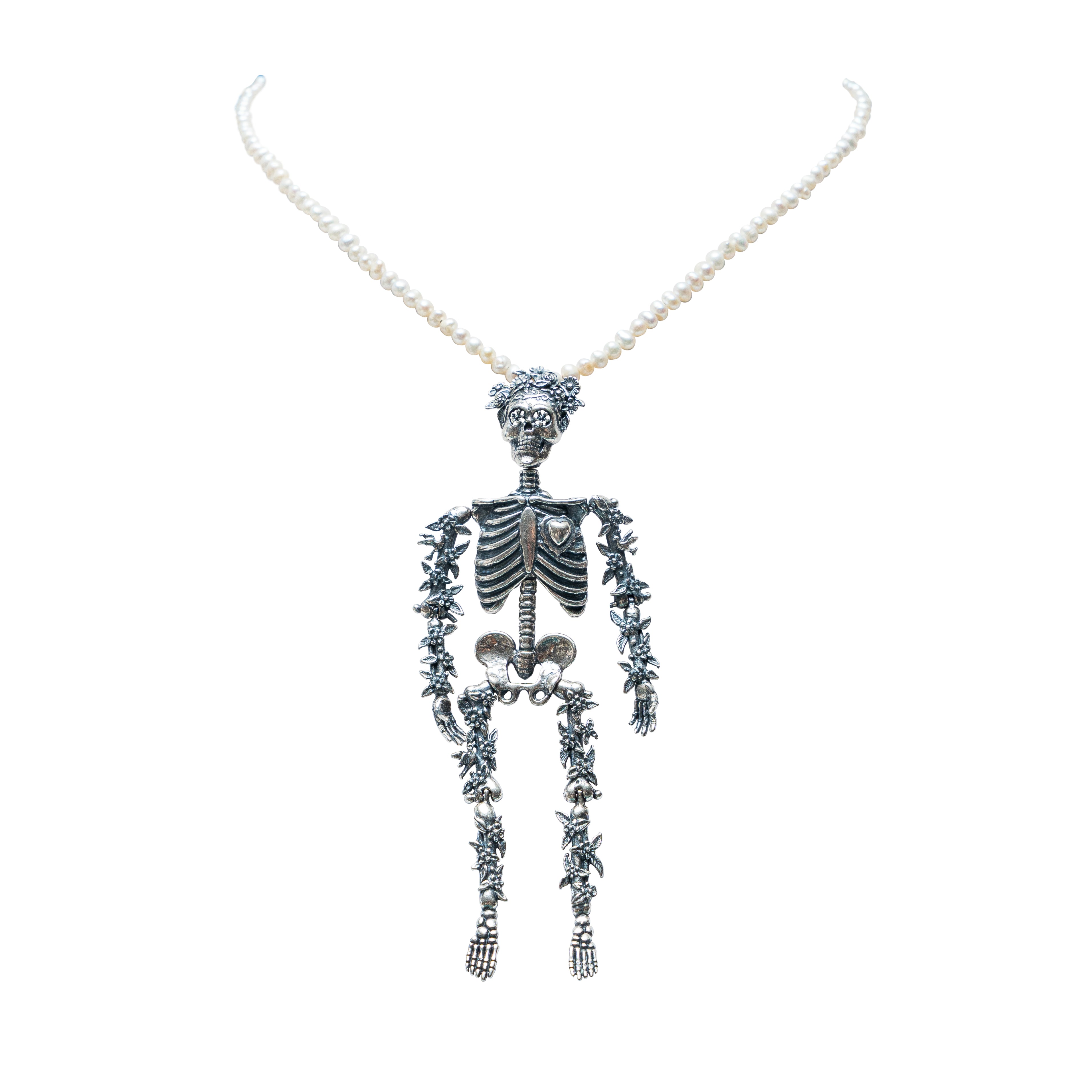 Collar Baila Catrina Perla, joya de plata .925 – Gabriela Sánchez