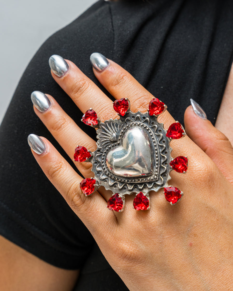 Anillo Amor Carmesí, joya de plata .925, con cristal Swarovski – Gabriela Sánchez (vista 3)