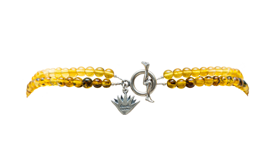 Collar Agave Dorado, joya de plata .925, con ámbar – Gabriela Sánchez (vista 2)