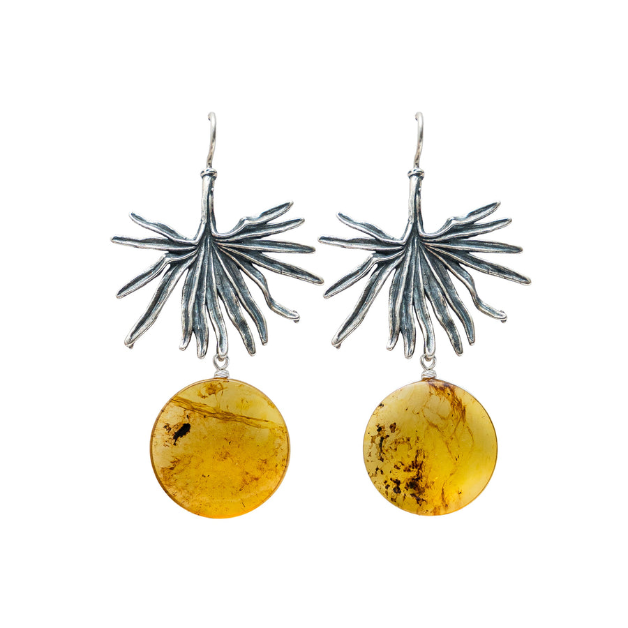 Aretes Helecho Bellas Artes Ámbar, joya de plata .925 – Gabriela Sánchez