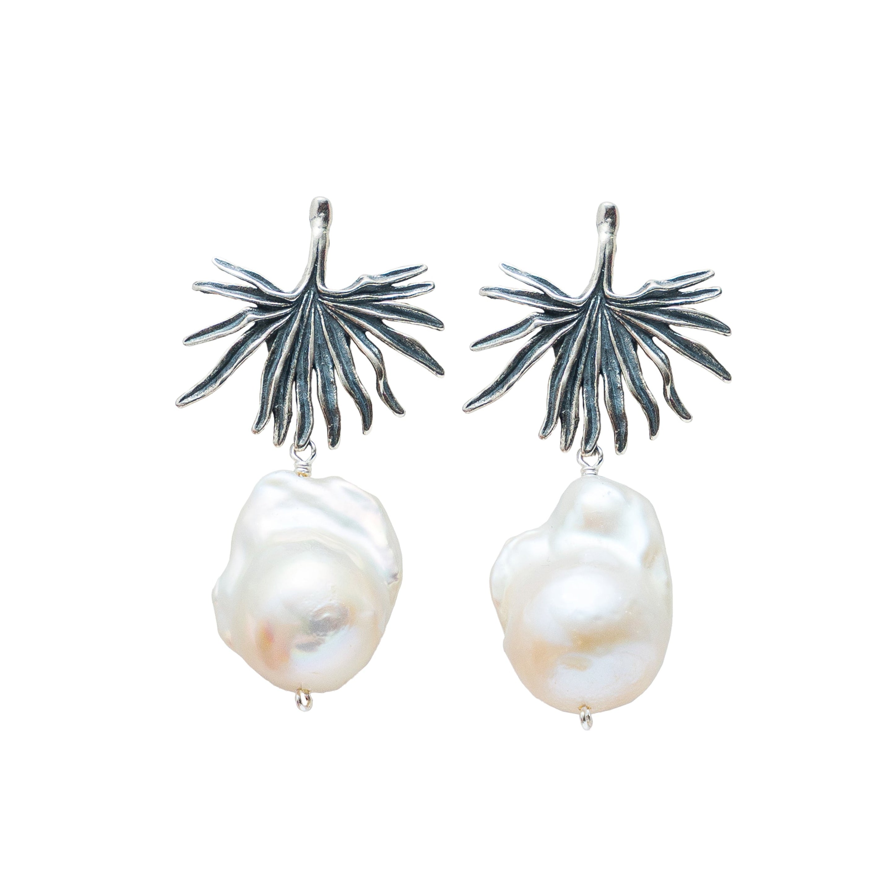 Aretes Helecho Perla, joya de plata .925 – Gabriela Sánchez