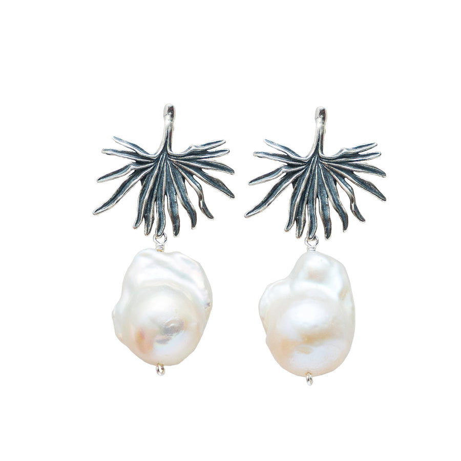 Aretes Helecho Perla, joya de plata .925 – Gabriela Sánchez