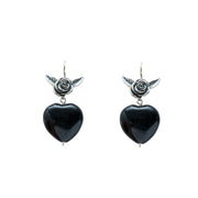 Aretes Flor Misteriosa, joya de plata .925, con ónix – Gabriela Sánchez