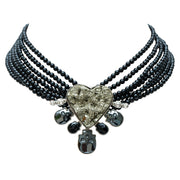 Collar Corazón de Calavera, joya de plata .925, con ónix y pirita – Gabriela Sánchez (vista 3)