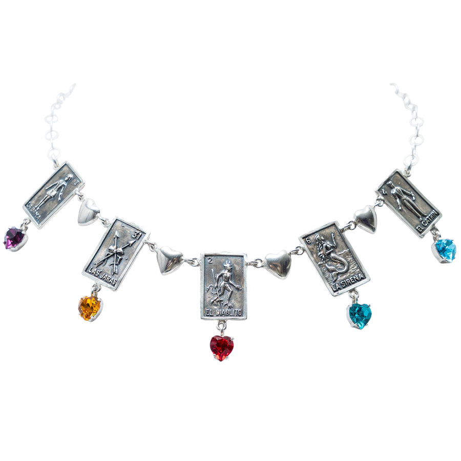 Collar Corazón de Lotería, joya de plata .925, con cristal Swarovski – Gabriela Sánchez