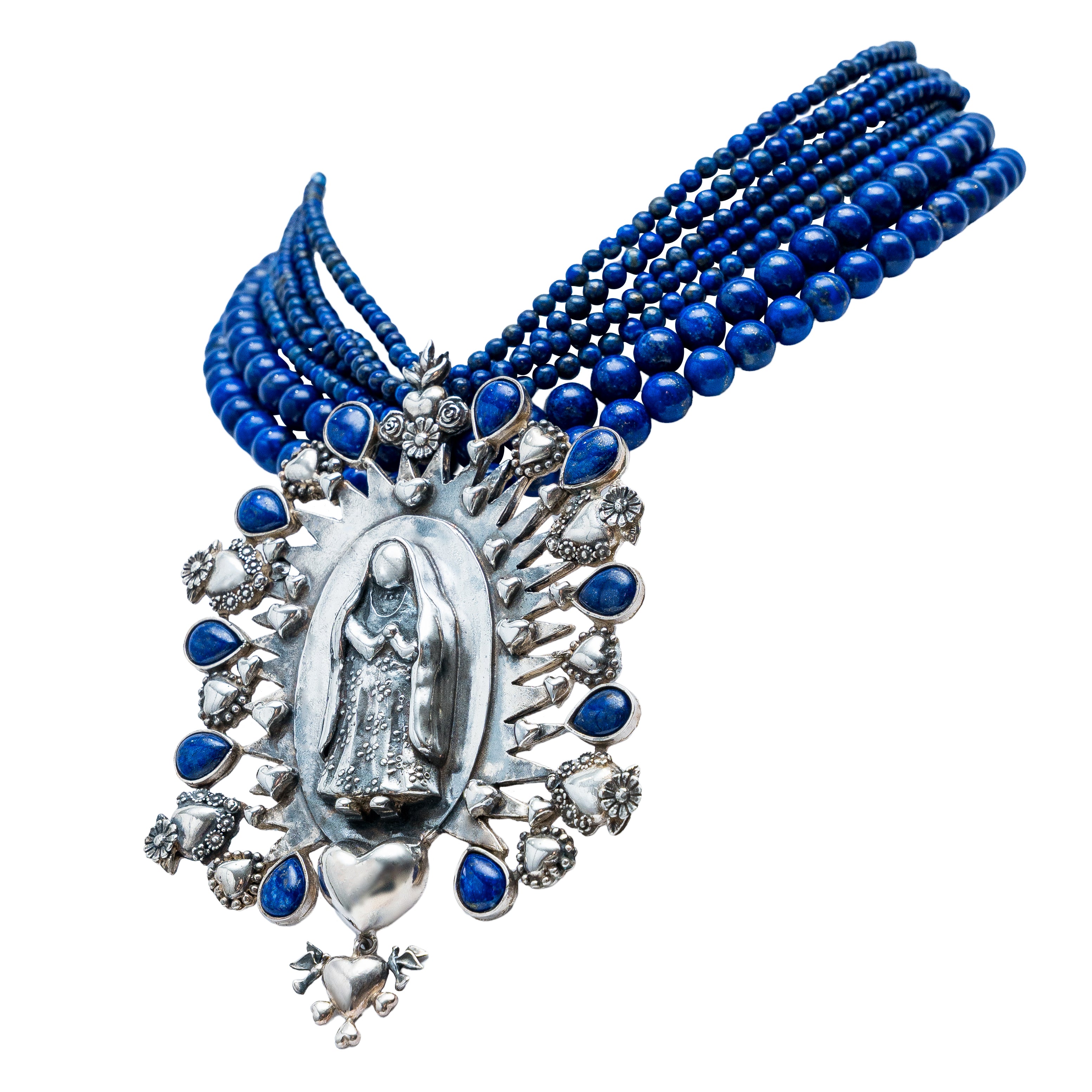 Collar Reina del Cielo, joya de plata .925, con lapislázuli – Gabriela Sánchez (vista 2)