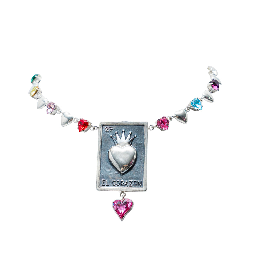Gargantilla La Reina de Corazones, joya de plata .925, con cristal Swarovski – Gabriela Sánchez